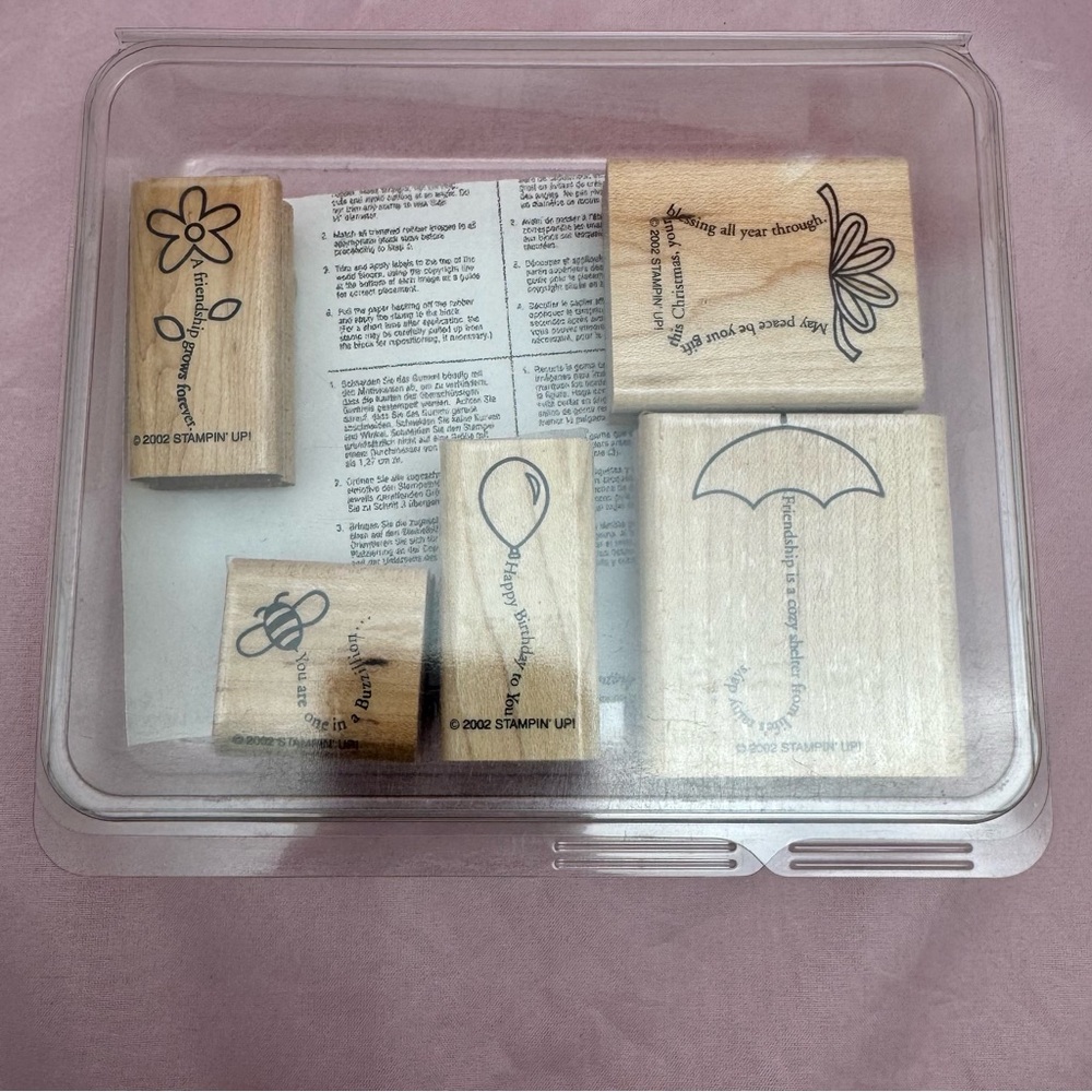 Stampin’ Up! 2002 The Fine Print 5pc Rubber Stamp Set Retired 🌸